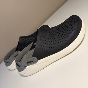 Crocs Literide Black White Gray Men’s 9 (Women’s 11) Clogs Sandals, Shoes